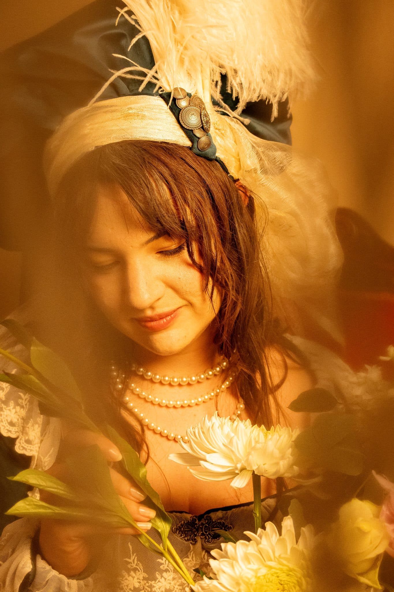 Costume portrait recreating Vigee Le Brun's Marie Antoinette, for designer Swe Garcia