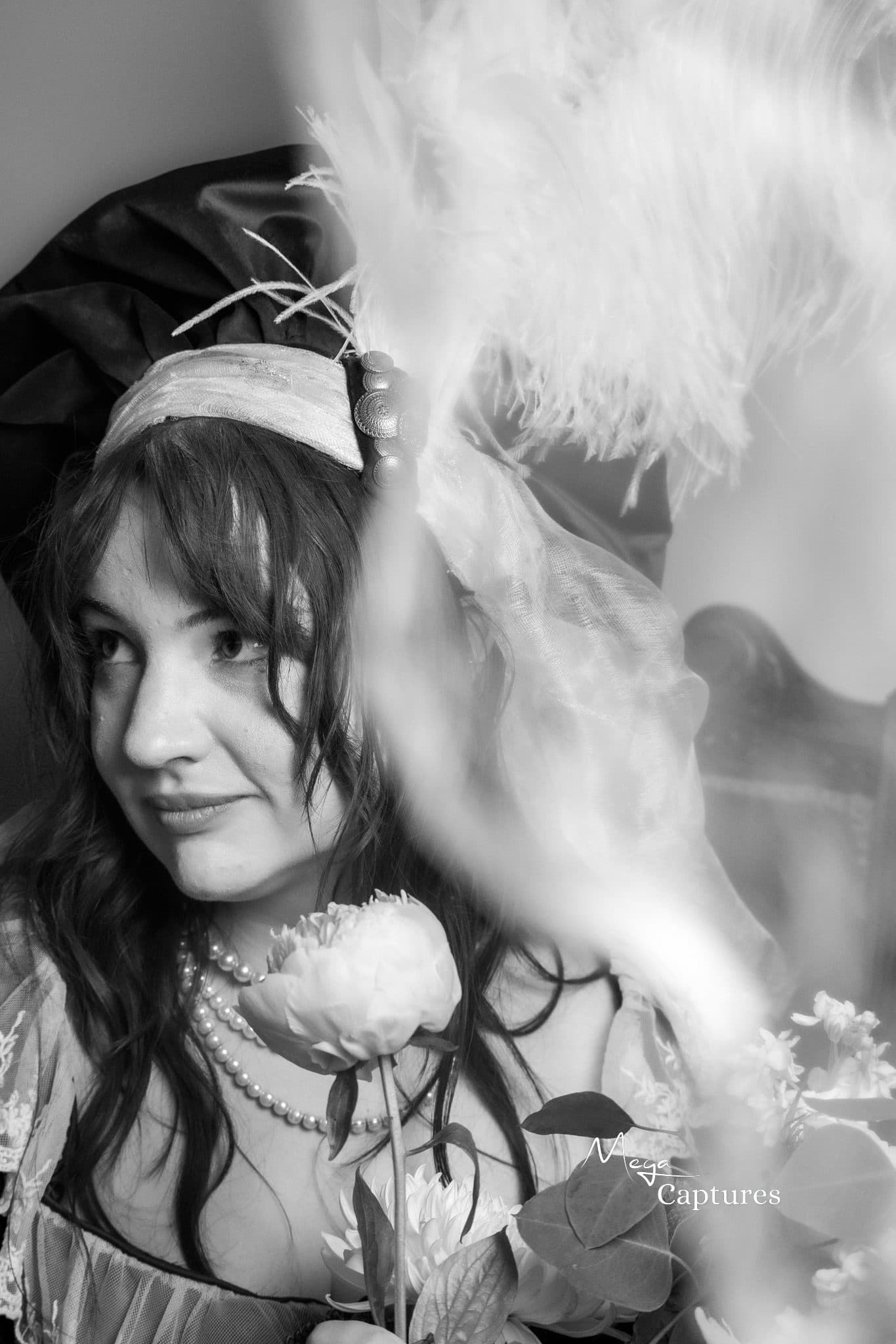 Costume portrait recreating Vigee Le Brun's Marie Antoinette, for designer Swe Garcia