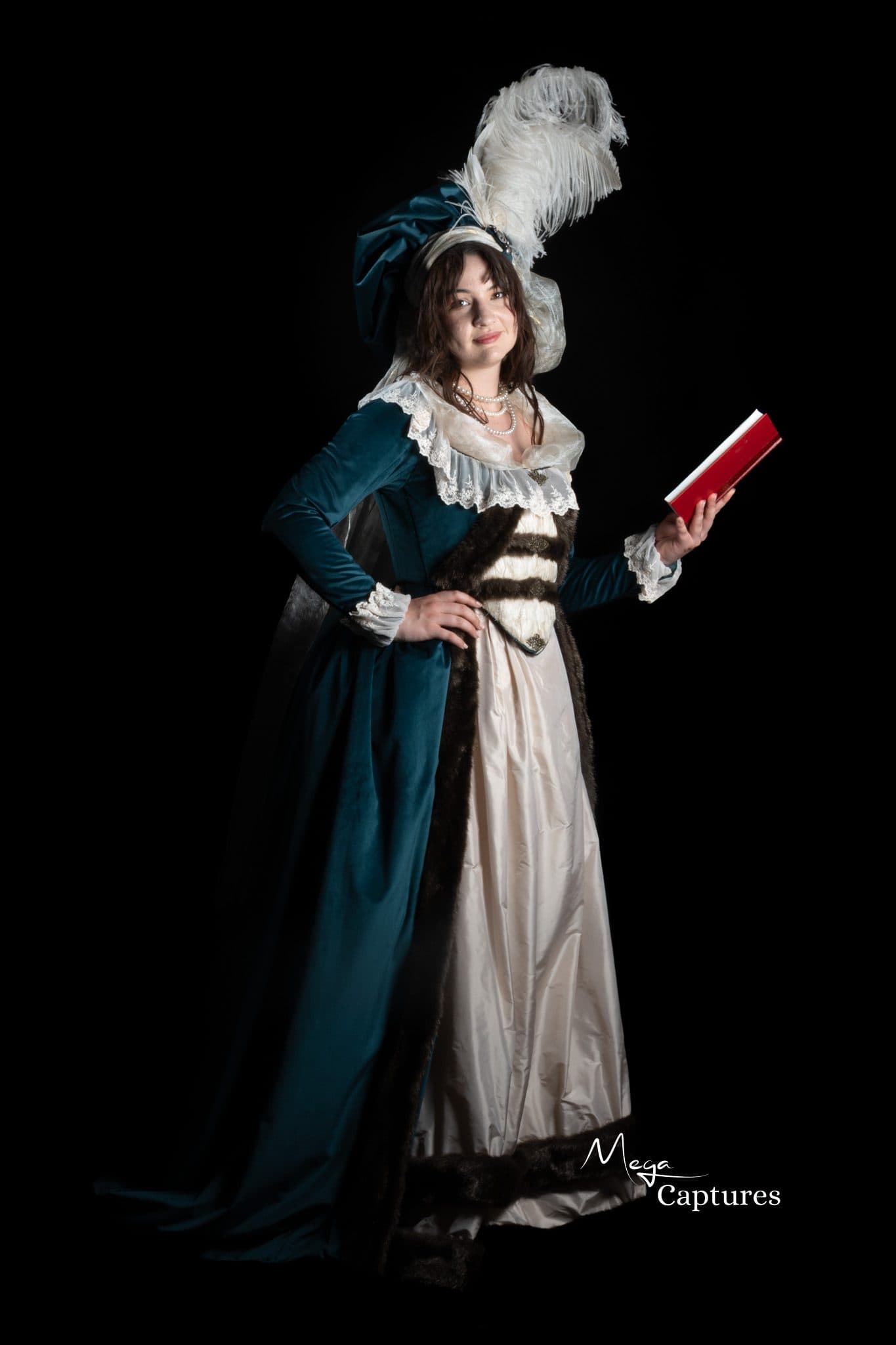Costume portrait recreating Vigee Le Brun's Marie Antoinette, for designer Swe Garcia