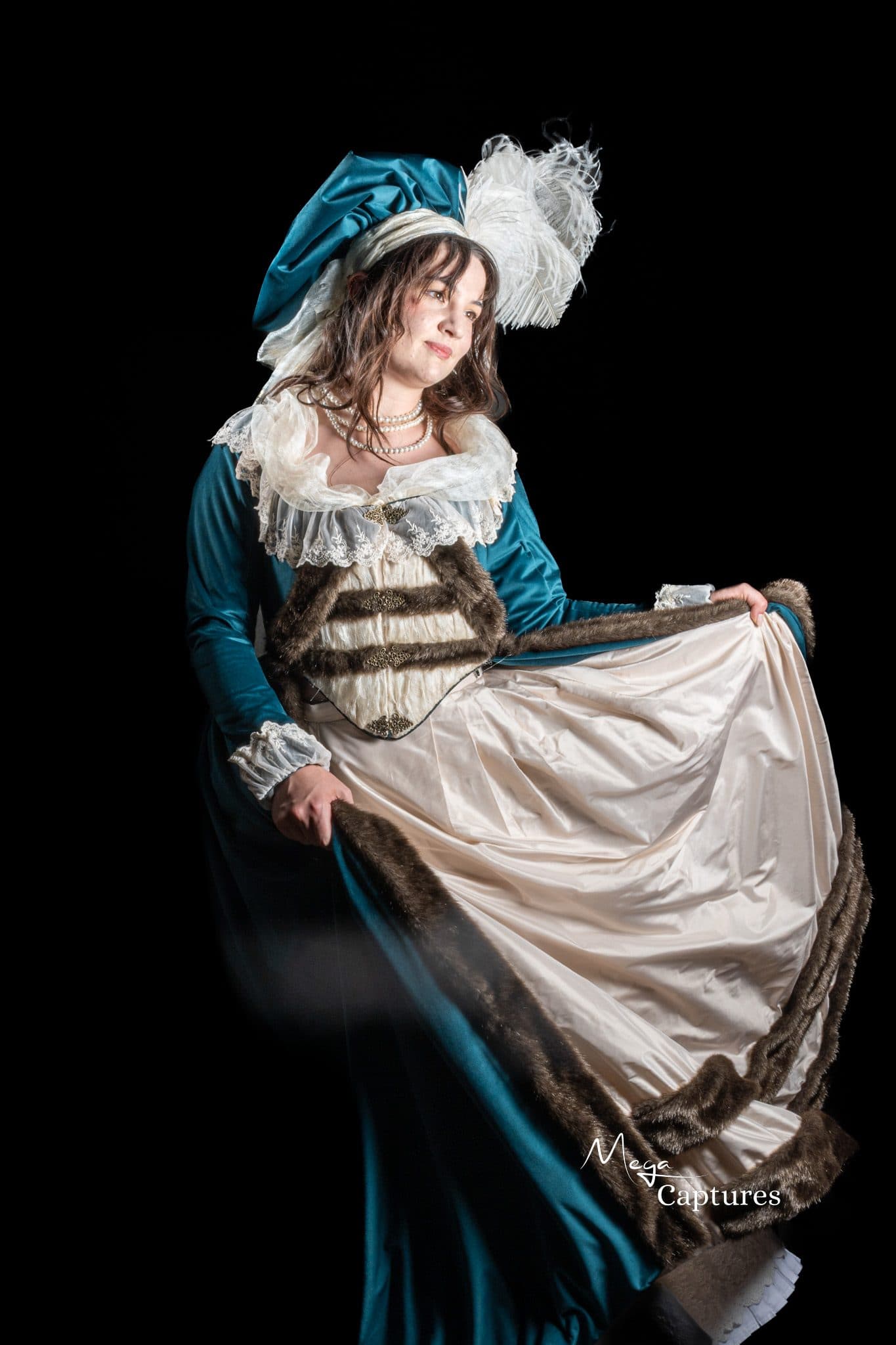 Costume portrait recreating Vigee Le Brun's Marie Antoinette, for designer Swe Garcia
