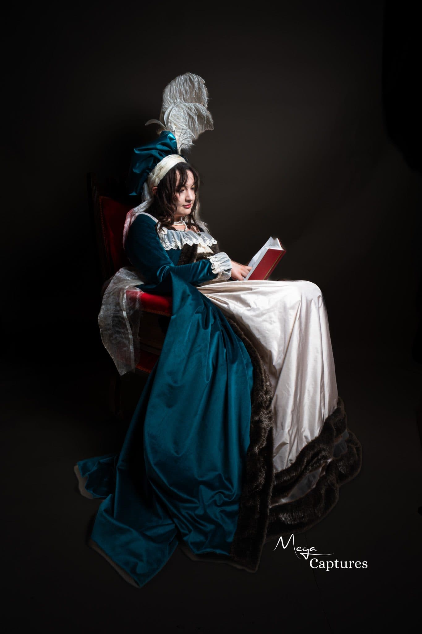 Costume portrait recreating Vigee Le Brun's Marie Antoinette, for designer Swe Garcia