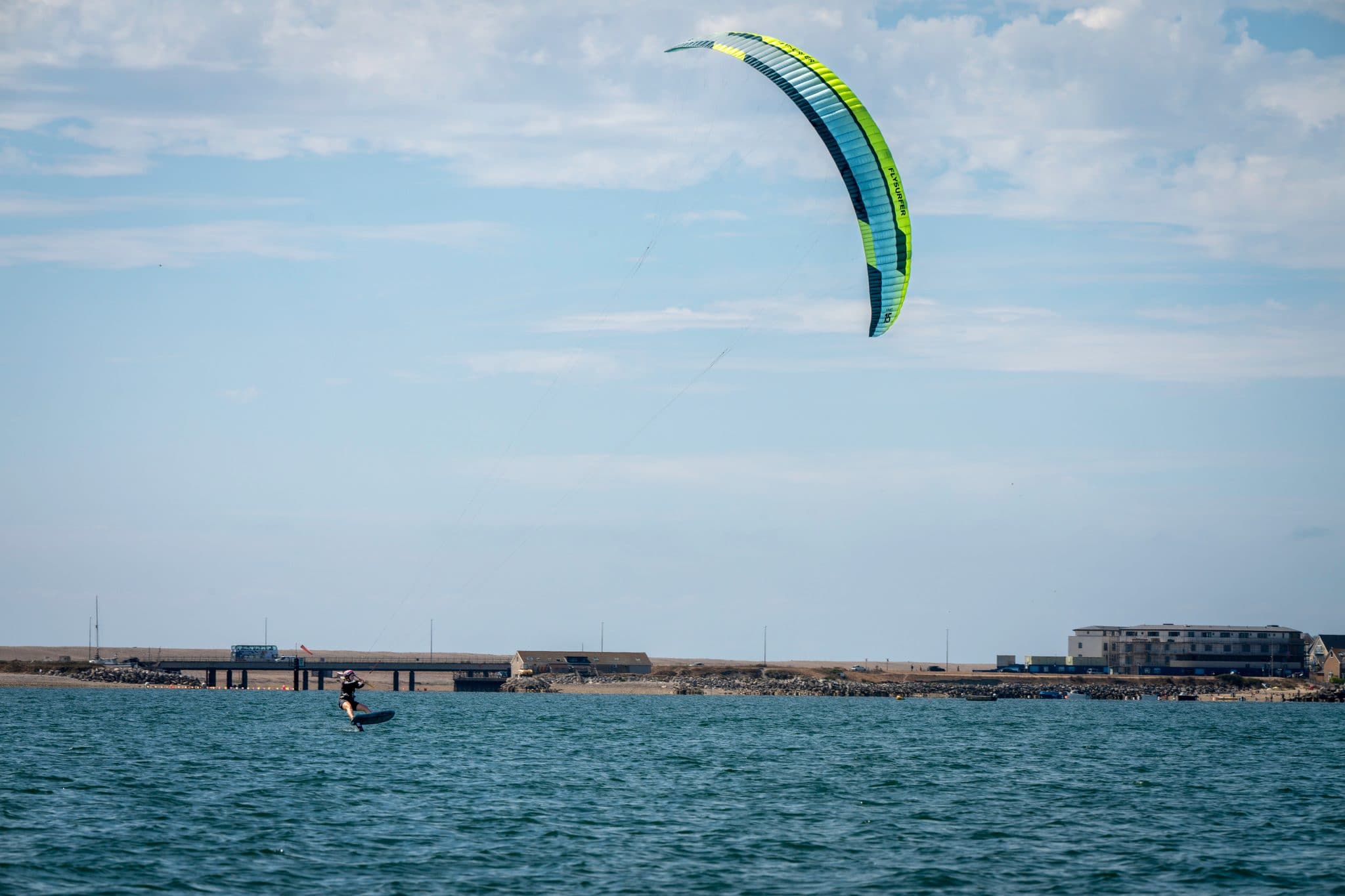 Kite foiling on the South Coast, photographed by Megan Farrer