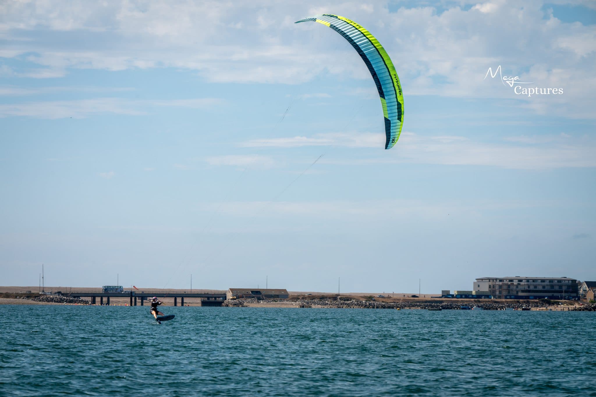 Kite foiling on the South Coast, photographed by Megan Farrer